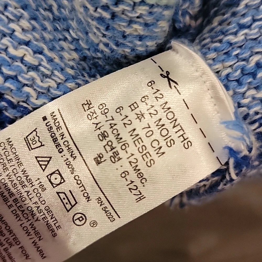 Baby Gap Sweater Stripe blue with Bear ears hood 6-12 months